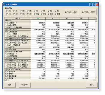 設(shè)定一覽畫面